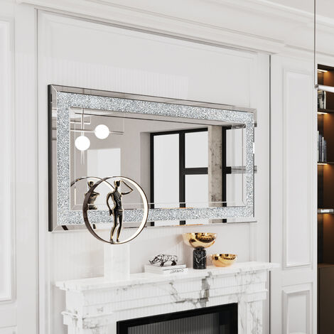 LUVODI Large Bathroom Mirror Wall Mounted 3D Luxury Silver Wall Mirror Modern Artistic Mirror Hallway Decor, Rectangular 120cm x 60cm