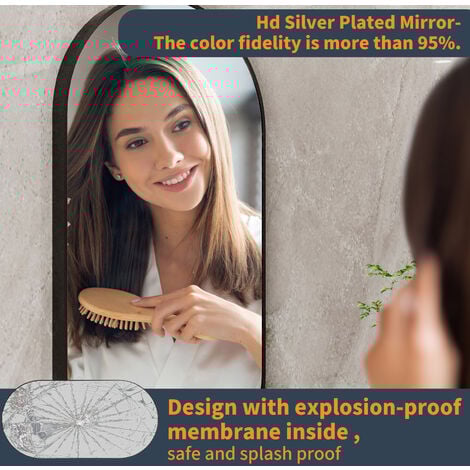 Wall-Mounted Mirror for Bathroom Dressing Room Bedroom Corridor Aluminum Alloy Black Framed Wall Mirror, Oval 100 x 50cm