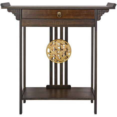 Vintage Rustic Hall Console Table Luxurious Totem Decor with Pull Drawer and Shelf