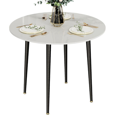 80cm Round Marble Dining Table Heavy Duty Lounge Restaurant Cafe Bistro Table, White