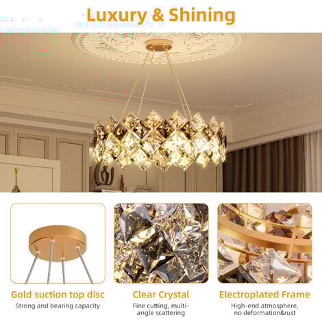 60cm Modern Crystal Chandelier Pendant Ceiling Light Wedding Bedroom Cristal Lustre