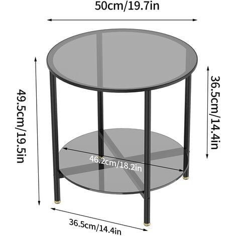 50cm Glass Coffee Table Modern Round Sofa Side End Table