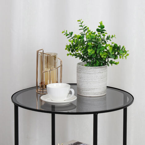 50cm Glass Coffee Table Modern Round Sofa Side End Table