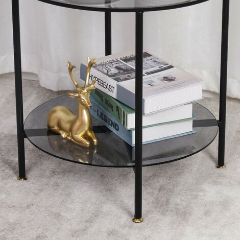 50cm Glass Coffee Table Modern Round Sofa Side End Table