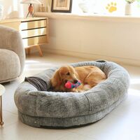 BingoPaw Large Human Dog Bed Pets Giant Beanbag Bed with Washable Fur Cover, Blanket