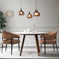 Set of 2 Dining Chairs Accent Upholstered Arm Chair Low Back - Brown