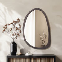 Retro Black Wooden Framed Wall Mirror Abstract Assymetrical Mirrors Home Decor - 50x70cm