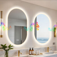 60cm x 90cm Oval LED Bathroom Mirror Backlit Lighting with Bluetooth Music Player, Fogless