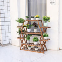 Extra Large Multi Tier Wood Flower Rack Plant Stand Bonsai Shelf Indoor Outdoor