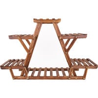 Wood Plant Stand Indoor Outdoor Carbonized Triangle 6 Tiered Corner Plant Rack