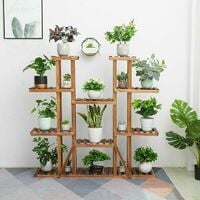 Multi Tier Wood Flower Rack Plant Stand Shelves Bonsai Display Book Ladder Shelf