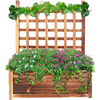 Wooden Garden Planter Plant Flowerpot Box With Trellis Support Patio Lattice , Small