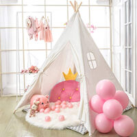Large Linen Kids Teepee Tent Childrens Wigwam Garden Playground Play House Gifts,White