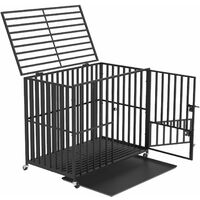 Large Heavy Duty Pet Dog Cage Strong Metal Crate Kennel Playpen with Wheels & Tray, 38"