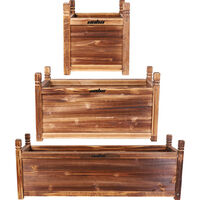Wood Garden Plant Containers Deep Through Cask Flower Vegetable Raised Bed Box - 90 cm