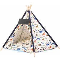 Large Pet Teepee Bed Cat/Kitten/Dog/Puppy Igloo Play Tent Tipi House Cushion Mat 64x64x67cm