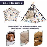 Pet Teepee Tent Cartoon Print Dog Puppy Cat Kitten Cushion Bed House Nameplate 84x84x87cm