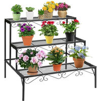 3 Tier Stairs Style Large Metal Flower Rack Plant Shelf for Garden Balcony Patio