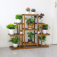 9 Tier Flower Rack Wood Plant Shelf Stand 13 Pots Bonsai Display Shelf Holder