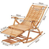 Bamboo Outdoor Garden Deck Rocking Chair Armchair Relaxing Recliner Lounger Seat