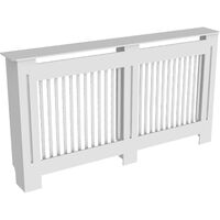 Radiator Cover Modern Slatted Grill Slats White Painted MDF Cabinet, Large