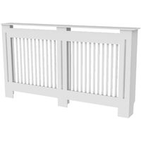 Radiator Cover Modern Slatted Grill Slats White Painted MDF Cabinet, Large