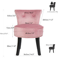 Upholstered Velvet Vanity Stool Chair with Wood Legs Bedroom Dressing Stool, Pink