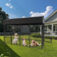 BingoPaw Outdoor Dog Kennel with Roof Heavy Duty Play Pen Metal Dog Cage Chicken Rabbits Crate, Lage 120 x 249 x 165cm