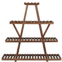 4 Tier Wood Plant Stand Indoor Outdoor A Frame Plant Display Shelf Flower Rack