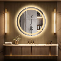 LUVODI Modern Round Illuminated LED Bathroom Mirror Touch Sensor + Demister, 600x600mm