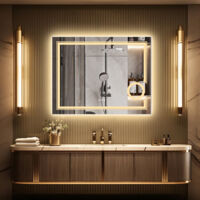 Large Backlit LED Illuminated Modern Bathroom Mirror with Demister Round 3x Magnifier, 900 x 700mm
