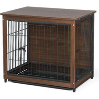 Dog Cage Kennel Indoor Wooden Cage Crate with Tray Pet House Vintage End Table,Small