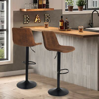 Retro Brown Bar Stools Set of 2 Kitchen Counter 360 Swivel Lift ...