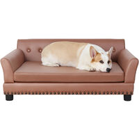 BingoPaw Pet Sofa Chair Bed PU Leather Indoor Dog Cat Puppy Cushion Couch Lounger, Large 102 x 72 x 40cm