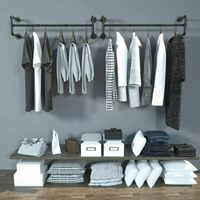 UNHO Heavy Duty Wall Mounted Closet Rod Set Of 2 - Adjustable Industrial Pipe Rack