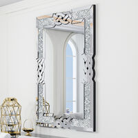 LUVODI Large Bathroom Mirror Wall Mounted 3D Luxury Silver Wall Mirror Modern Artistic Mirror Hallway Decor, Rectangular 90cm x 60cm