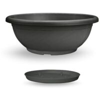 Naxos-Schale mit ineinandergreifender Untertasse Anthrazit - 40 cm