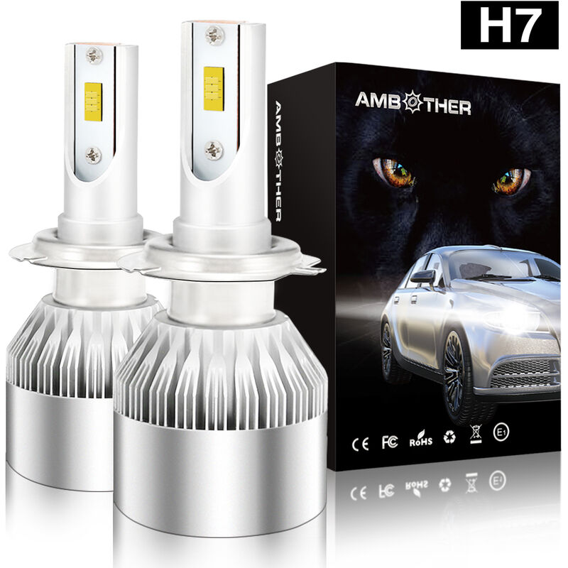 2x Ampoules H7 LED Voiture Car 72W 7600LM Feux Phare 6500K BLANC PUR IP68 -  Équipement auto
