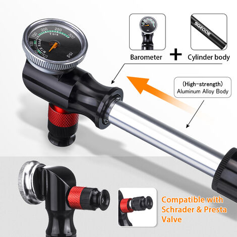 Pompe à Choc VTT Haute Pression 300 PSI - Avec Manomètre - Pour Fourche Et Amortisseur - Portable