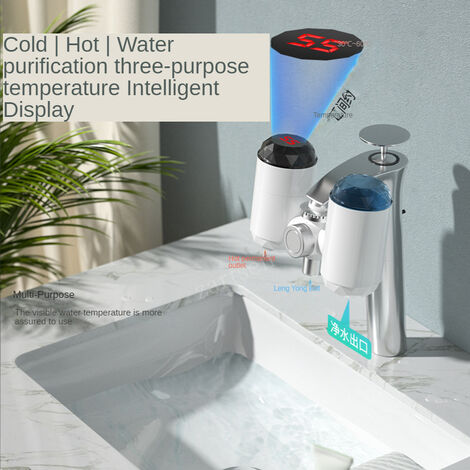 Robinet d'eau chaude électrique instantanée en acier inoxydable, 220 V -  Affichage de la température LED pour la cuisine et la salle de bain -  Fournir