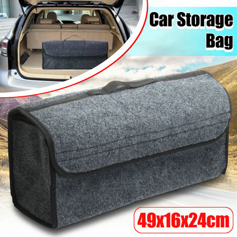 Siège de voiture arrière sacs de rangement multifonctionnels organisateur  Cool support de voyage chaud grand sac de rangement tissu en feutre gris  49x16x24cm