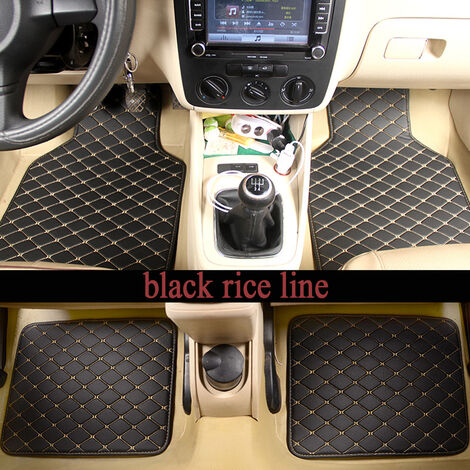 4 pièces universel voiture tapis avant et arrière imperméables tapis de sol  pour BMW Volvo Benz (noir blanc, Style 2)