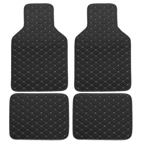 4 pièces universel voiture tapis avant et arrière imperméables tapis de sol  pour BMW Volvo Benz (noir blanc, Style 2)