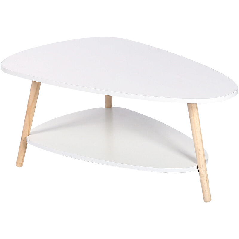 Mesa de centro escandinava ovalada - Blanco 90 * 60 * 40cm ES