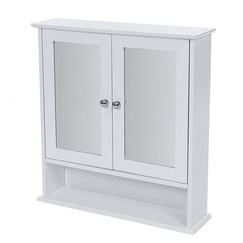 Mueble de pared para baño blanco con puertas y espejos 56 * 13 * 58cm