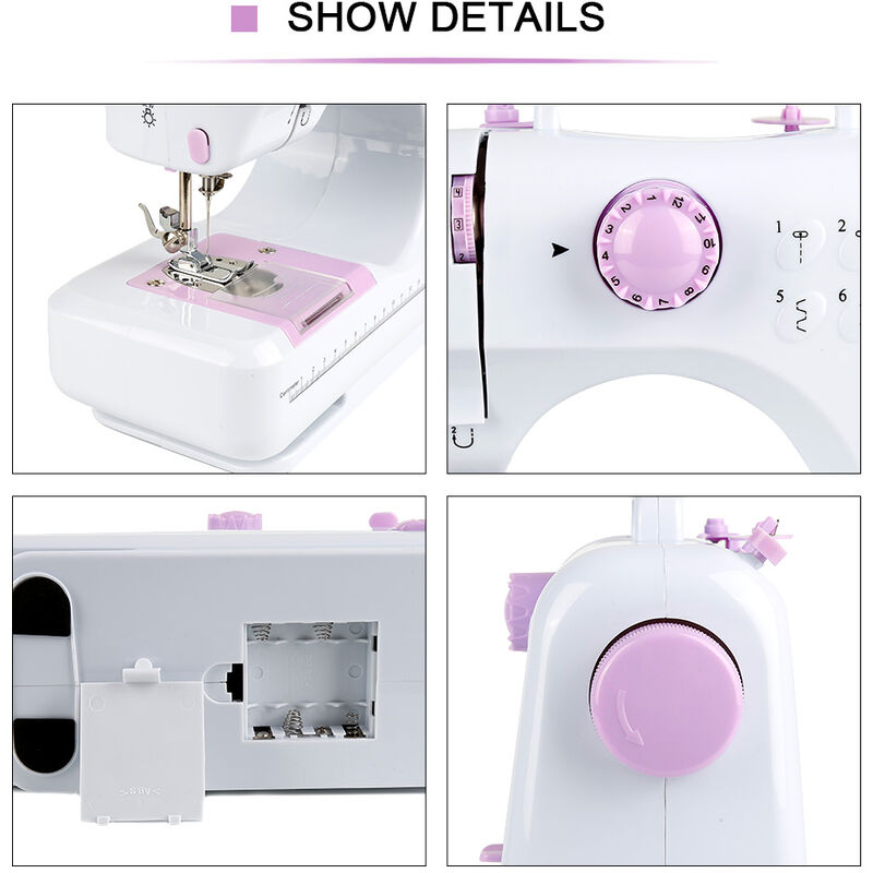 Mini máquina de coser manual portátil para costura, curación de ropa  doméstica (blanca)——