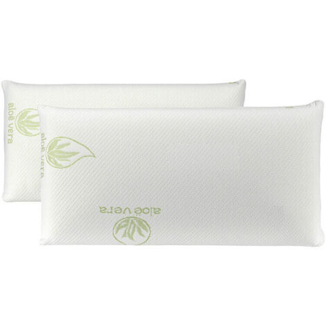 Pack de deux oreillers en flocons anti-allergiques 100% viscoélastiques à l'aloe vera 90 cm