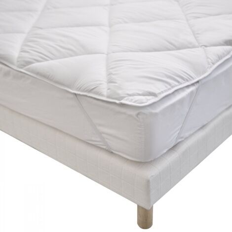 Surmatelas moelleux 140x190 cm – Enveloppe microfibre Topcool – Lavable à 95°C – Garnissage 500 g/m² pour confort optimal – Bleu Calin