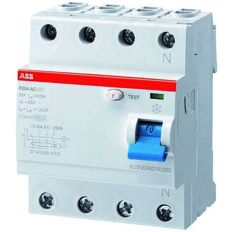 ABB FI-Schutzschalter A 4p 400V 63A 0,3A 4TE REG DIN-Schiene(REG) 10kA ...