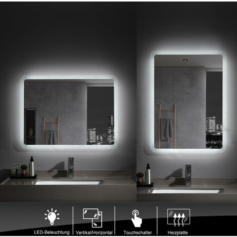 Touch Badspiegel LED Wandspiegel Badezimmerspiegel Beleuchtung Beschlagfrei Kaltwarmwei Dimmbar 90 X 70cm 87279877